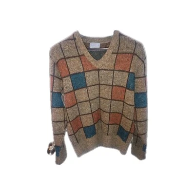 Suéter Le Tigre De Colección Para Hombre Marrón Mediano Cuadros Cuello en V Hecho en EE. UU. Foto 1 de 3
