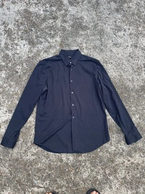 Camisa de vestir para hombre Theory negra Sylvain mezcla de algodón talla l Foto 1 de 4