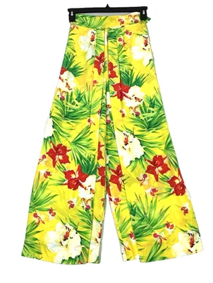 Женские брюки ESCADA 40 100% шелк желтый тропический цветочный принт гибискус 23x27 8 - Изображение 1 из 4