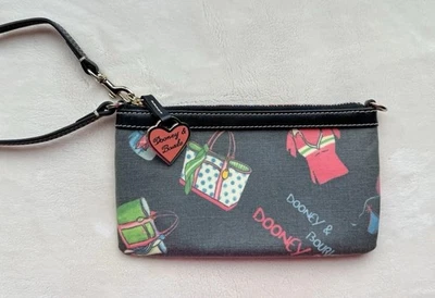 NEW Vintage Dooney Bourke Wristlet Clutch Rainbow Zip Miami Beach Black Large - Image 1 of 4