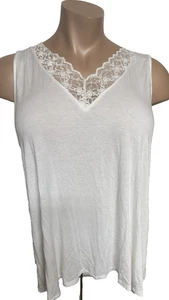 Leichtes Damen-Tanktop Ambiance weiß Spitzenbesatz Größe 3x #GMC - Bild 1 von 3