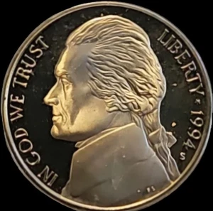 Hermosa moneda camafeo Jefferson 1994-S a prueba de níquel con 6FS (6 pasos completos) - Imagen 1 de 3