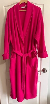 Adonna Fleece 浴袍 尺寸 3X Fuchsia 粉红色口袋 领带 — 第 1/4 张图片