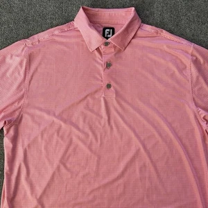 Footjoy Shirt Men Extra Large Red Houndstooth FJ Golf Polo Performance Stretch - Picture 1 of 10