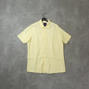 Crew Clothing Linen Shirt Men's Large Yellow Short Sleeve Collared - Picture 1 of 10