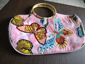 Butterfly Classic SUMMER  Handbag WOODEN HAND  Bag- Antique Vintage STUNNINGZIP - Picture 1 of 20