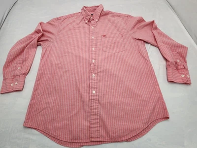 Izod Long Sleeve Men's Large Pink & White Pin Stripes Button Down Pocket Shirt - Image 1 of 4