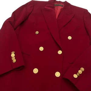 Vtg Brooks Brothers Women Red Wool Double Breasted Gold Button Blazer Jacket S 4 - Picture 1 of 4