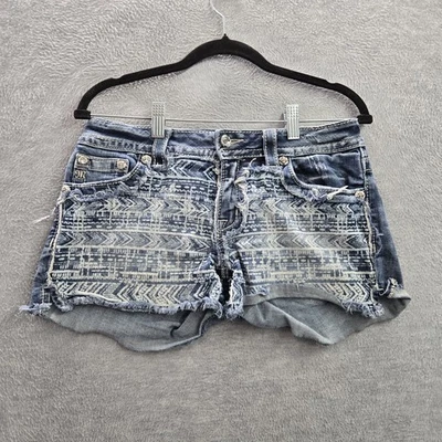 Pantalones Cortos Mujer Miss Me 29 Azul Denim Geométrico Azteca JE8088H Bordados Y2K Foto 1 de 4