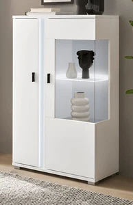 Vitrine Highboard Kommode weiß matt Schrank inkl. LED Soft-Close 80x125 Bellport - Bild 1 von 10