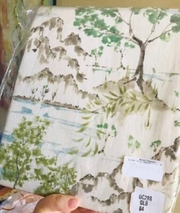 Ballard Designs Glenna Toile Drapes Set 2 Green 50x 96 Bird Landscape Pair More+ - Picture 1 of 5