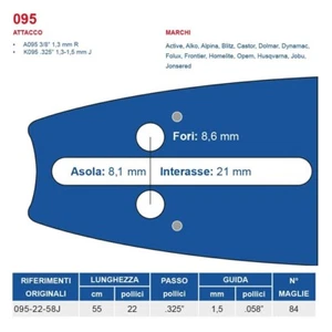 Maya Barre Chaîne 55 Cm -22" Pas 325 -Épaisseur 058" -1,5 84 Maillons - Imagen 1 de 1