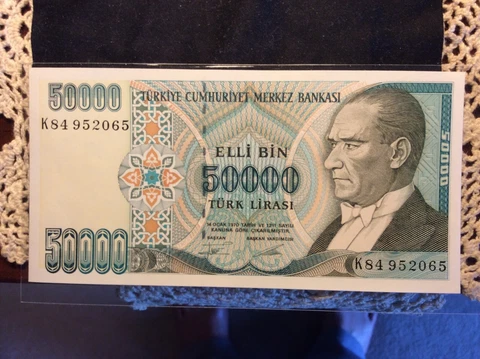 1989-1994 ,P204 50,000 Lira Turkey, NUMISTA RARITY 97%*** extremly rare banknote Cover