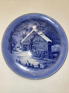 Juego de 4 placas Courrier & Ives azul y blanco. De colección. Decorativo, de Japón - Imagen 1 de 6