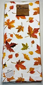 KAY DEE KITCHEN TOWELS (2) LEAVES ORANGE 18 X 28 TERRY LINED 18 X 28 NWT - Picture 1 of 2