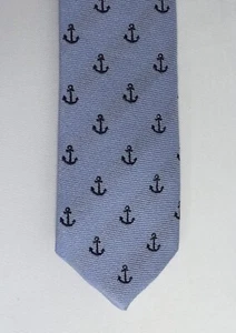 Crewcuts J Crew Boys Neck Tie Blue Anchors 2" wide Rayon Pollyester Blend 42 in - Picture 1 of 9