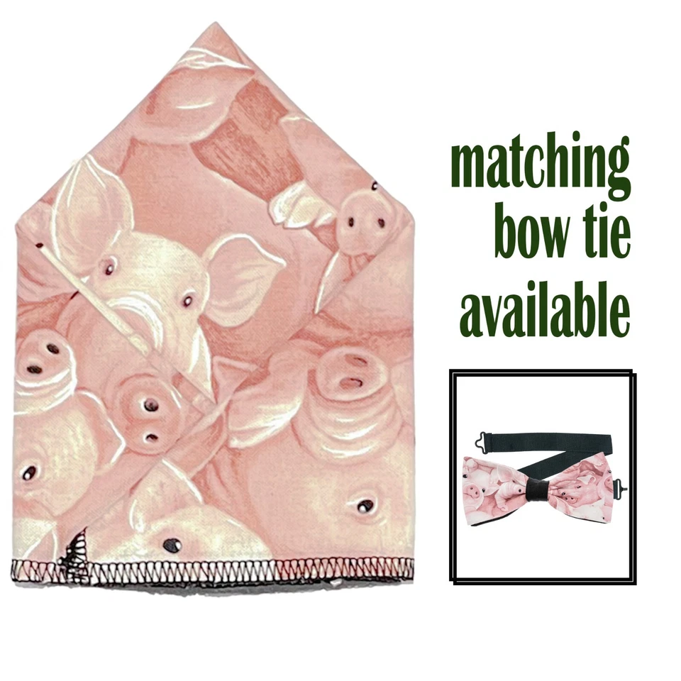 Pig Pocket Square & Bow Tie Wedding Prom New Year Party Formal Christmas Animal - Image 1 of 1