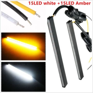 2 PCS Universal Ultra Slim Switchback 30LED White/Amber LED Daytime Lights Lamp - Picture 1 of 9