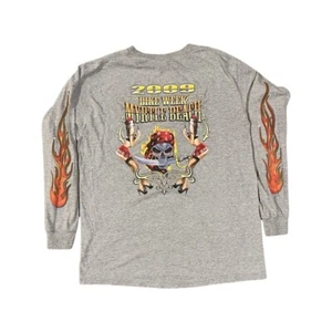 T-shirt manica lunga uomo Bike Week Moto 2009 Myrtle Beach SC grigia grande - Foto 1 di 12