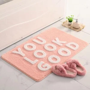 You Look Good Bath Mat Pink and White Bathroom Rugs Cute Non Slip Shower Rug ... - Picture 1 of 4