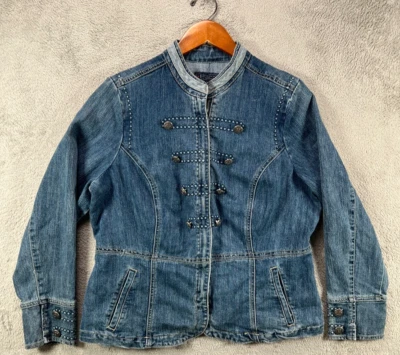 Chaquetas de mezclilla militares BACCINI para mujer talla 1X azul jean chaqueta de mezclilla con cremallera de colección Foto 1 de 4