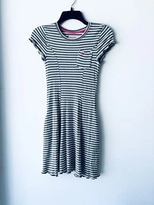 Abercrombie Kids Gray White Striped Ribbed Knit Knee Length Dress Size 15/16 - Picture 1 of 11