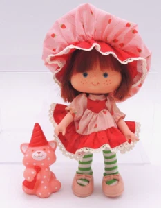 Vintage 1980er Strawberry Shortcake 5,5" Puppe & Haustier Pudding Katze Party Pleaser - Bild 1 von 24