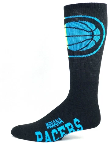 Indiana Pacers Basketball Black & Neon Half & Half Logo Crew Socks Cover