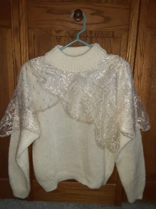 Vintage Deb White Gold Lace Sweater - Picture 1 of 3