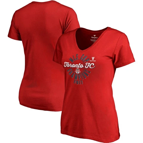 Toronto FC Womens V-Neck T-Shirt Red Size 3XL MLS Cup Champions Cover