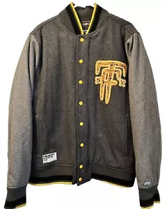 Trukfit Mob Varsity Jacket Mens Large Gray Lil Wayne Lil Weezy To The End WOOL - Picture 1 of 14