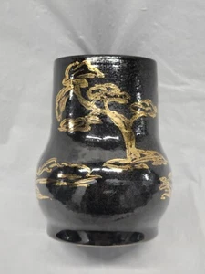 Baltimore pottery vase black gold painted landscape signed J. Peters # 5195 - Picture 1 of 20