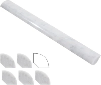 Polished Carrara Marble 1" X 12" Quarter Round Tile – 6 Pcs for Elegant Trimming - Image 1 of 4
