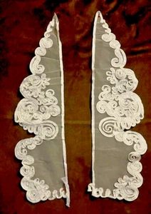 VTG `80`s White Lace Collars 20" X 5" Bridal Braid Trim Embroidered on Net - Picture 1 of 10