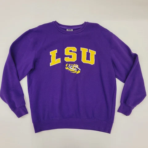LSU Tigers Stadium Athletic Men's Sweatshirt Pullover Men's Sz L Purple Yellow Cover