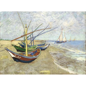 Wooden Jigsaw Puzzles 500 PCS Fishing Boats on the Beach at Saintes by van Gogh - Picture 1 of 10