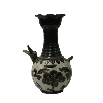 Jarrón de cerámica esmaltado negro marrón Chinese Ware arte de exhibición cs5665 Foto 1 de 4