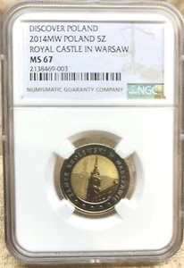 Poland 2014 MW 5 Zlotych  NGC MS 67 High Grade Royal Castle In Warsaw - Picture 1 of 4