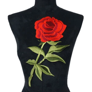 Rose Flower Embroidered Patches Sew Iron on Applique Clothing Adhesive Badge DIY - Picture 1 of 9