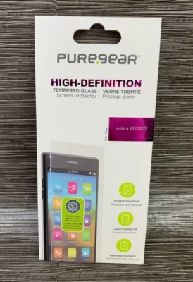 50pc PureGear High-Definition Tempered Glass Screen Protector for Moto g 5G 2022 - Image 1 of 3