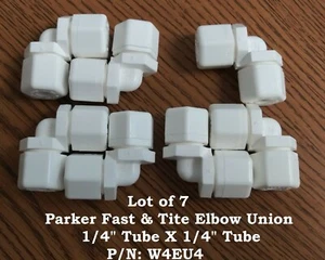 Lot of 7 Parker Fast & Tite Elbow Union 1/4" Tube x 1/4" Tube P/N: W4EU4 - Picture 1 of 3
