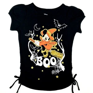 Disney Kids Black Short Sleeve Crew Glitter Minnie Mouse Halloween T Shirt Sz 4 - Picture 1 of 3