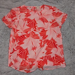 J. Crew Shirt Womens 4 Orange Floral Top Lightweight Blouse Comfy Casual Sheer - Picture 1 of 8