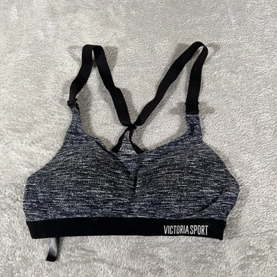 Victoria's Secret Lightweight Sports Bra Heathered Grey Black Racerback Size 34A - Image 1 of 4
