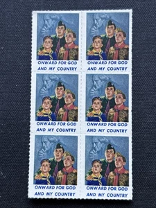 57019 US Poster Briefmarke Cinderella Boy Sct 1950s Onward for God MNHOG Block 6 SP* - Bild 1 von 2