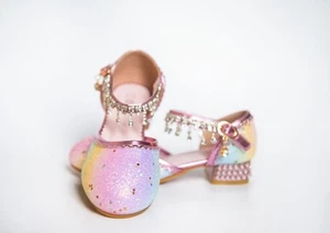 Trish Scully Princess Shoe Watercolors Crystal Adorned Ankles Girls Sz 2  - Picture 1 of 10