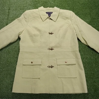 Dialogue Pea Coat Womens Jacket Blazer Size Large Kelly Green Lock Latch  - Image 1 of 4