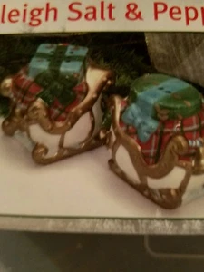 SEASONAL SPECIALTIES SLEIGH SALT AND PEPPER  SHAKERS - Picture 1 of 3