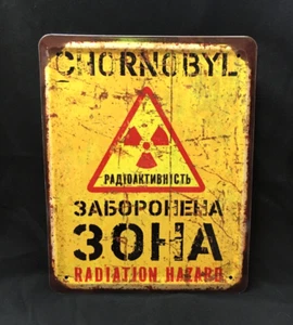 Warnschild Strahlung Gefährlich Wandschild Tschornobyl Metall Vintage Schild - Bild 1 von 15
