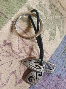 Vintage Brighton Silver Tone Key Chain With Three Charms/Fobs - Picture 1 of 1